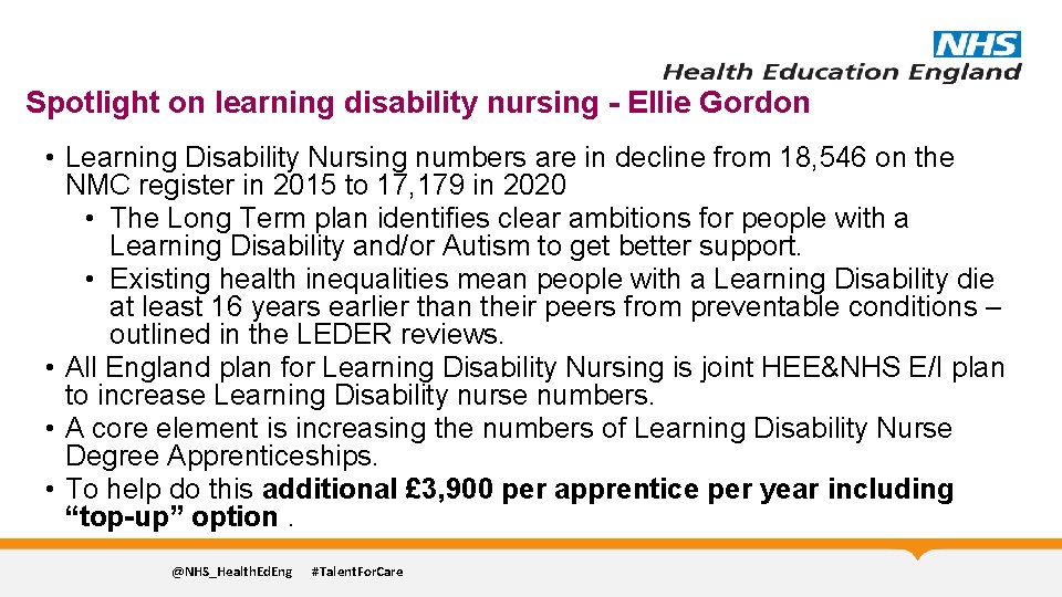 Spotlight on learning disability nursing - Ellie Gordon • Learning Disability Nursing numbers are