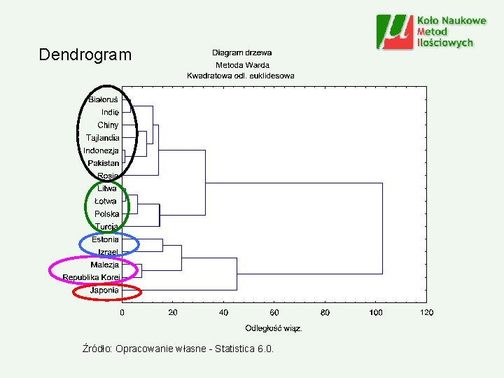 Dendrogram Źródło: Opracowanie własne - Statistica 6. 0. 