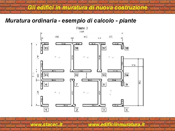 Gli edifici in muratura di nuova costruzione Muratura ordinaria - esempio di calcolo -