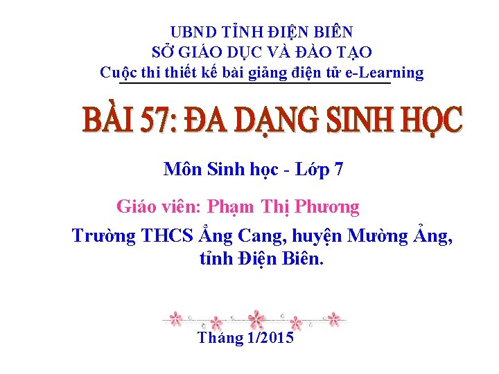 UBND TỈNH ĐIỆN BIÊN SỞ GIÁO DỤC VÀ ĐÀO TẠO Cuộc thiết kế bài