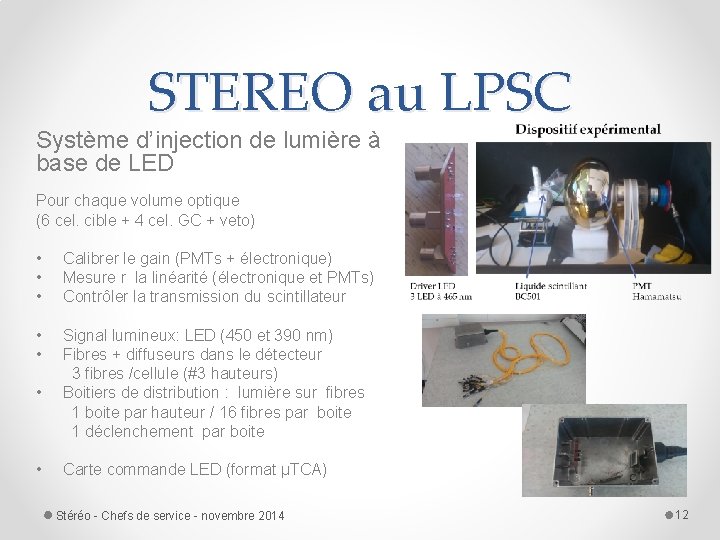 STEREO au LPSC Système d’injection de lumière à base de LED Pour chaque volume STEREO au LPSC Système d’injection de lumière à base de LED Pour chaque volume