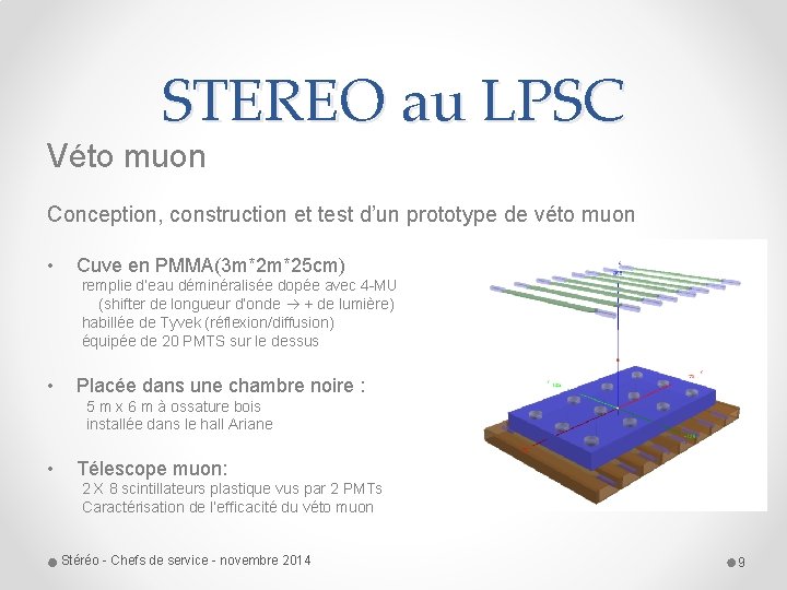 STEREO au LPSC Véto muon Conception, construction et test d’un prototype de véto muon STEREO au LPSC Véto muon Conception, construction et test d’un prototype de véto muon
