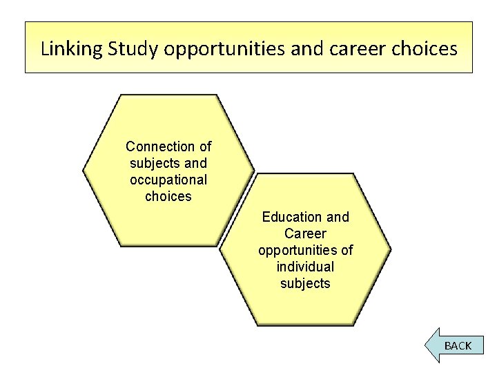 Linking Study opportunities and career choices Connection of subjects and occupational choices Education and