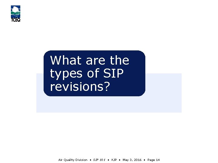 What are the types of SIP revisions? Air Quality Division • SIP 101 •