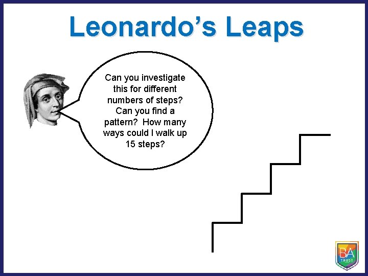 Leonardo’s Leaps Can you investigate this for different numbers of steps? Can you find