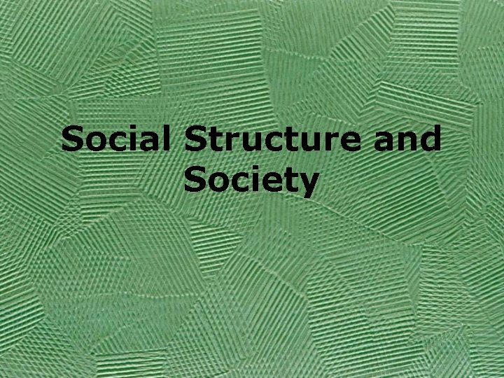 Social Structure and Society 