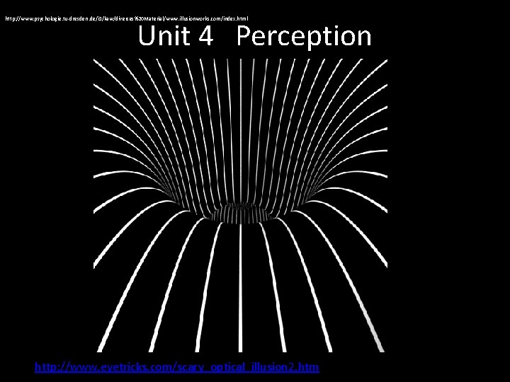 http: //www. psychologie. tu-dresden. de/i 1/kaw/diverses%20 Material/www. illusionworks. com/index. html Unit 4 Perception pt.