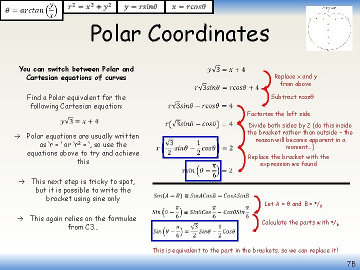  Polar Coordinates You can switch between Polar and Cartesian equations of curves Find