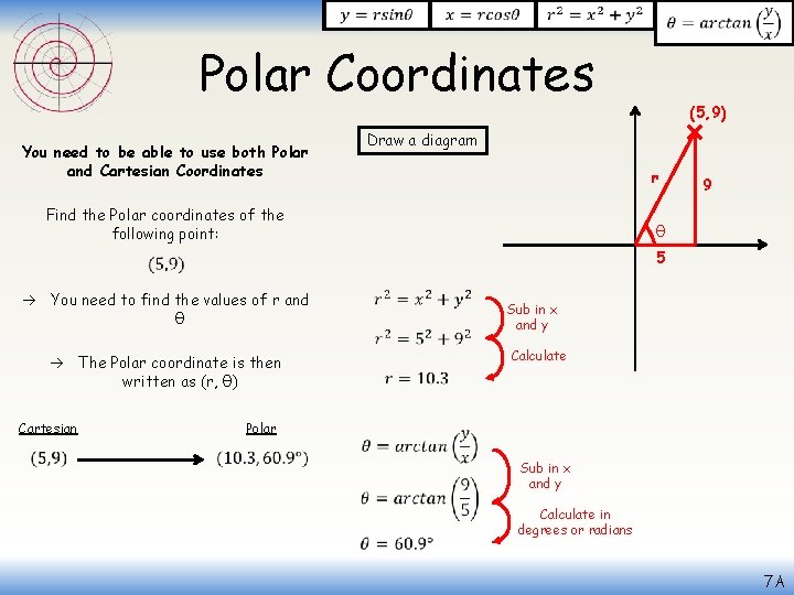  Polar Coordinates Draw a diagram You need to be able to use both