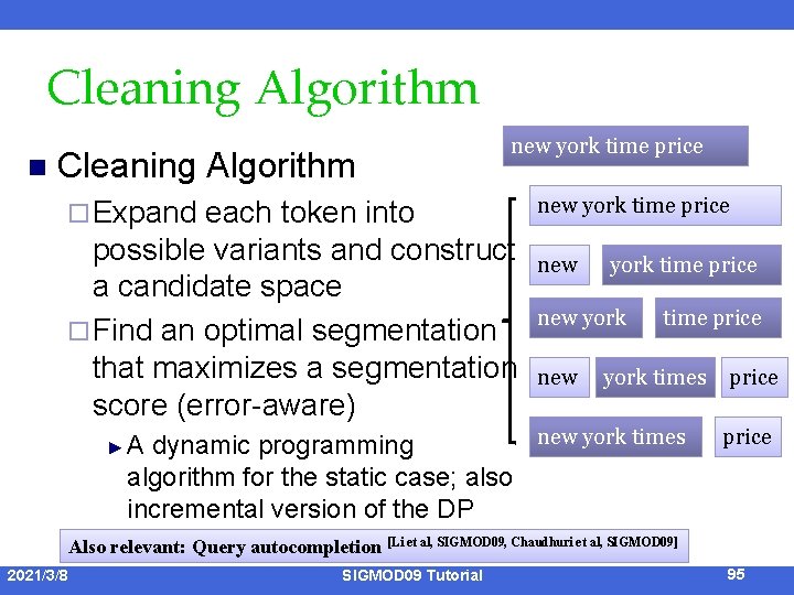 Cleaning Algorithm n Cleaning Algorithm ¨ Expand new york time price each token into