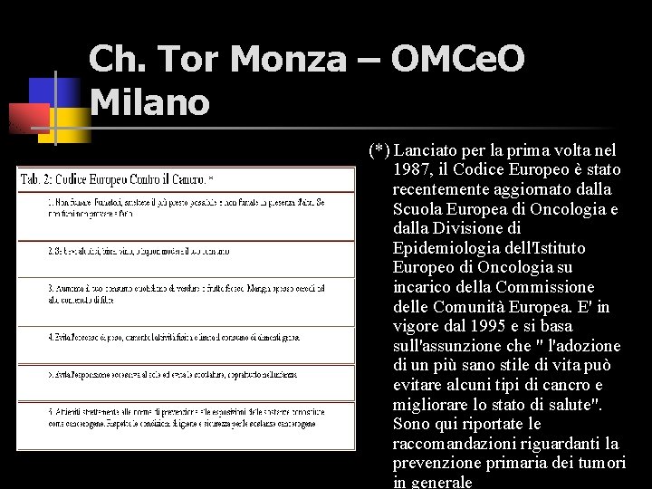 Ch. Tor Monza – OMCe. O Milano (*) Lanciato per la prima volta nel