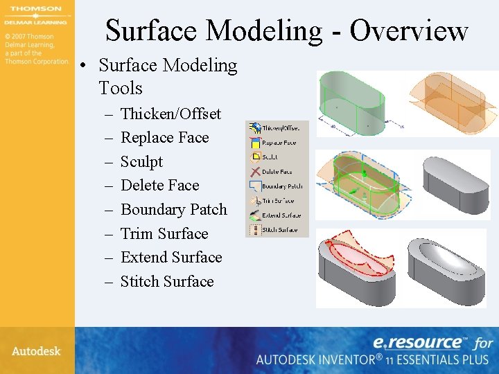 Surface Modeling - Overview • Surface Modeling Tools – – – – Thicken/Offset Replace Surface Modeling - Overview • Surface Modeling Tools – – – – Thicken/Offset Replace