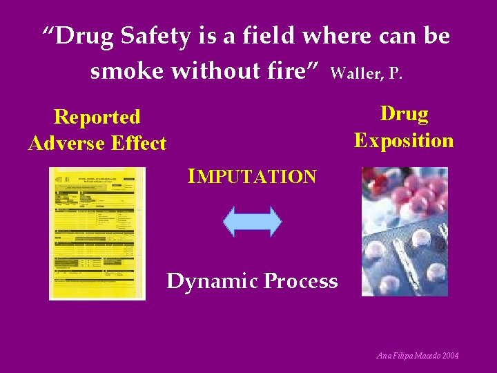 “Drug Safety is a field where can be smoke without fire” Waller, P. Drug