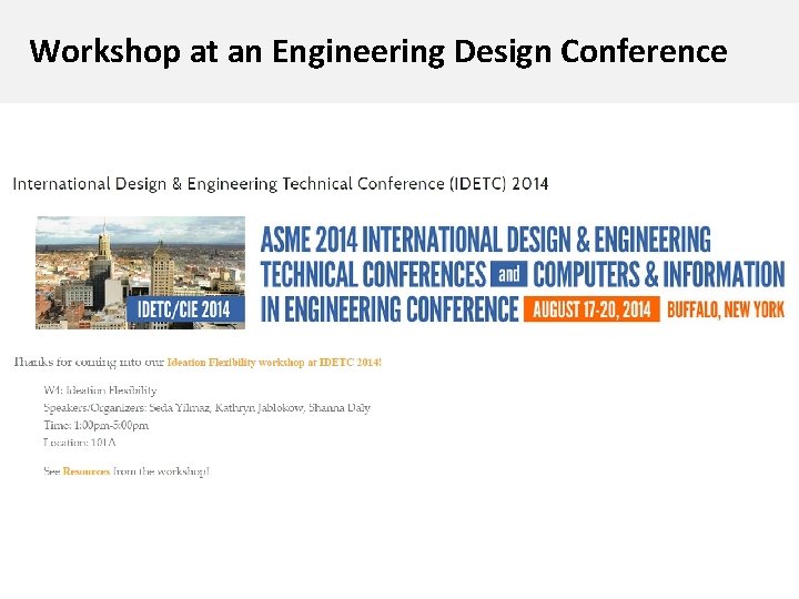 Workshop at an Engineering Design Conference 