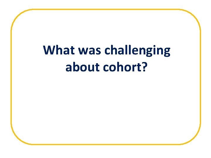 What was challenging about cohort? 