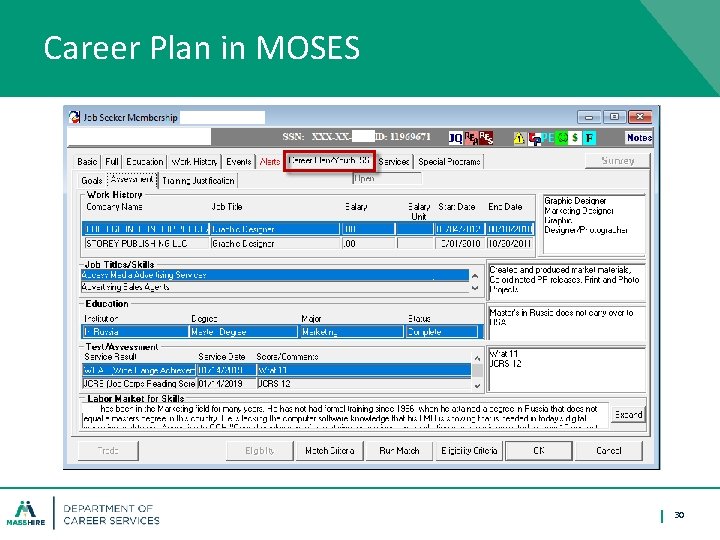 Career Plan in MOSES 30 