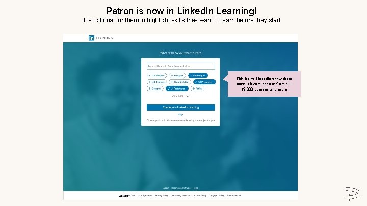 Patron is now in Linked. In Learning! It is optional for them to highlight