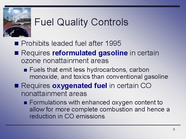 Chapter 12 Improving Air Quality Controlling Mobile Sources