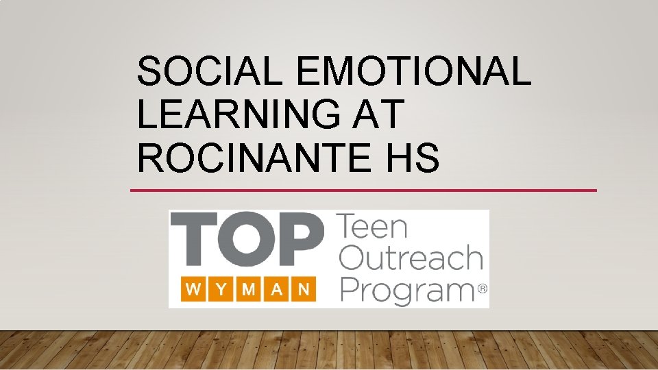 SOCIAL EMOTIONAL LEARNING AT ROCINANTE HS 