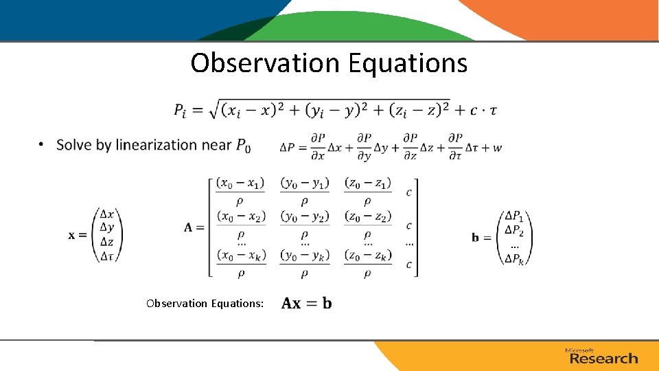 Observation Equations • Observation Equations: Observation Equations • Observation Equations: