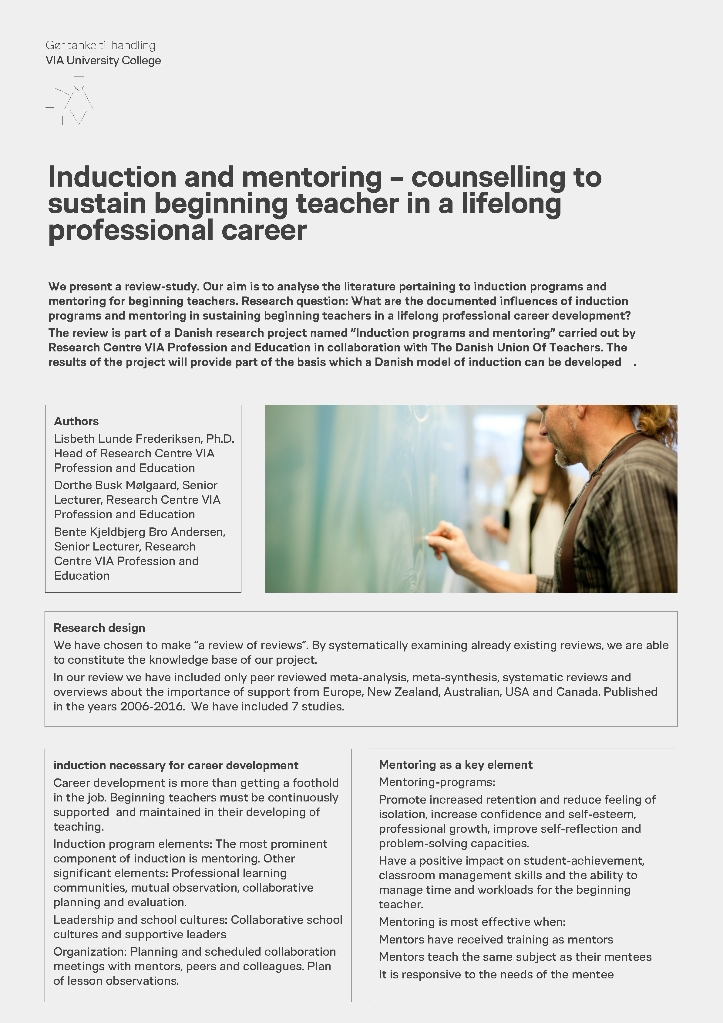 Gør tanke til handling VIA University College Induction and mentoring – counselling to sustain