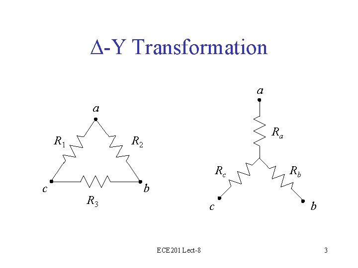 -Y Transformation a a R 1 Ra R 2 Rc c R 3