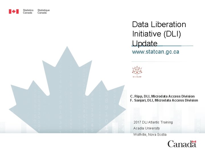 Data Liberation Initiative (DLI) Update www. statcan. gc. ca C. Ripp, DLI, Microdata Access