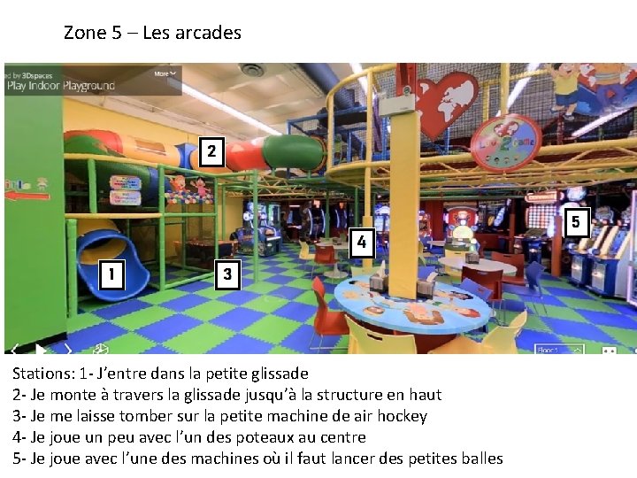 Zone 5 – Les arcades Stations: 1 - J’entre dans la petite glissade 2