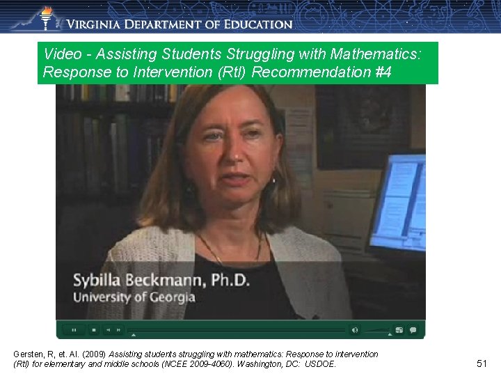 Video - Assisting Students Struggling with Mathematics: Response to Intervention (Rt. I) Recommendation #4