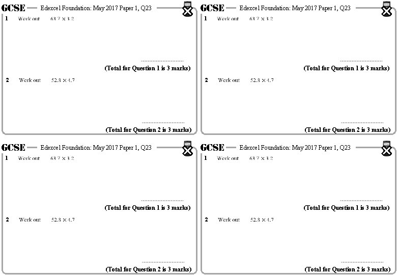 GCSE 1 Edexcel Foundation: May 2017 Paper 1, Q 23 GCSE 1 (Total for