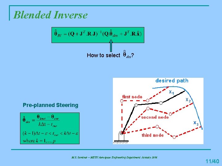Blended Inverse How to select ? Pre-planned Steering M. S. Seminar – METU Aerospace