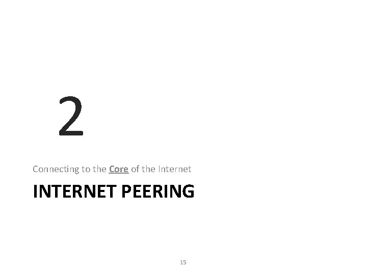 2 Connecting to the Core of the Internet INTERNET PEERING 15 