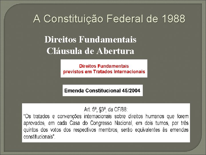 A Constituição Federal de 1988 Direitos Fundamentais Cláusula de Abertura 