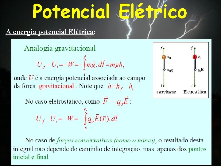 Potencial Elétrico A energia potencial Elétrica: 