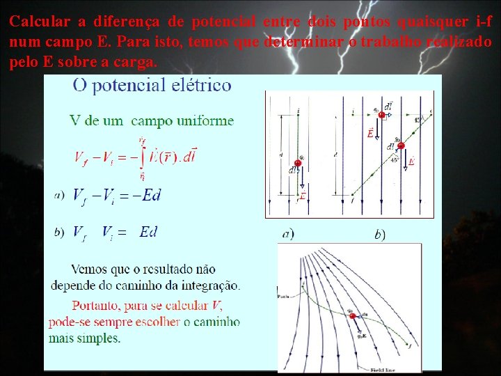 Calcular a diferença de potencial entre dois pontos quaisquer i-f num campo E. Para