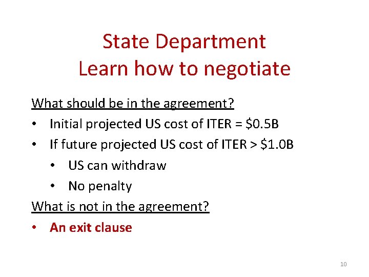 State Department Learn how to negotiate What should be in the agreement? • Initial State Department Learn how to negotiate What should be in the agreement? • Initial
