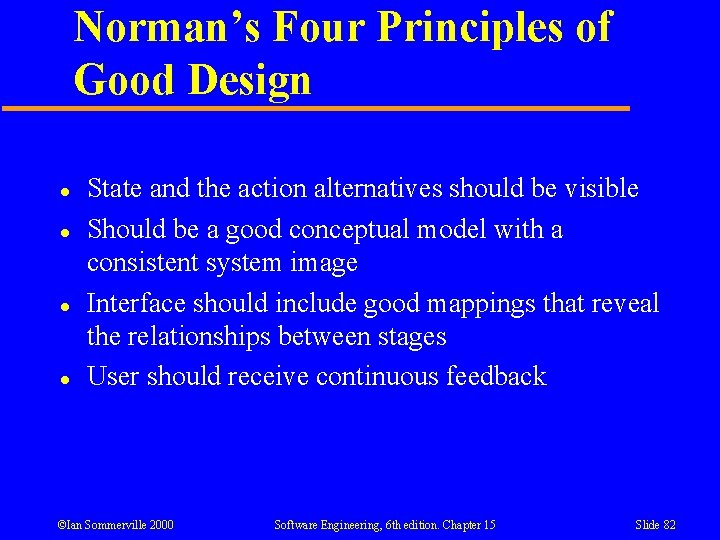Norman’s Four Principles of Good Design l l State and the action alternatives should Norman’s Four Principles of Good Design l l State and the action alternatives should