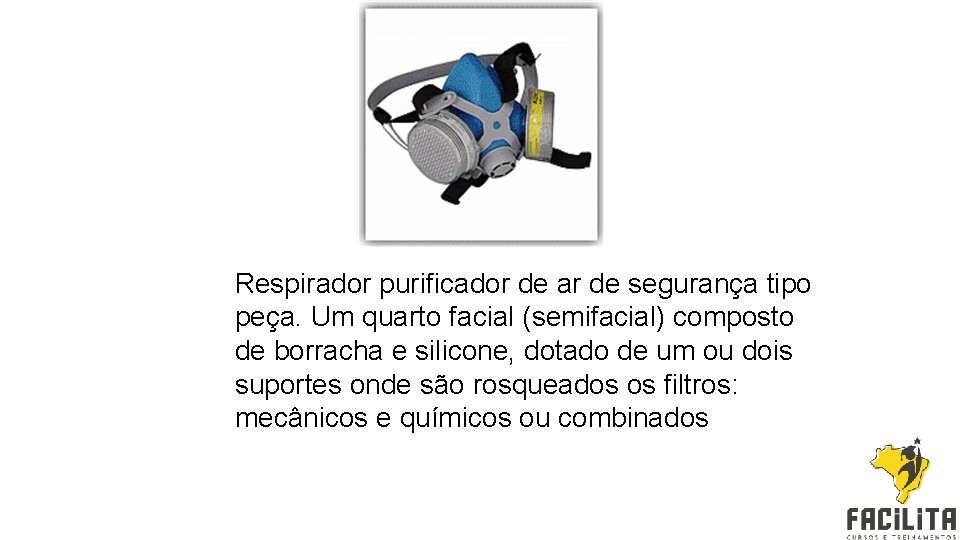 Respirador purificador de ar de segurança tipo peça. Um quarto facial (semifacial) composto de