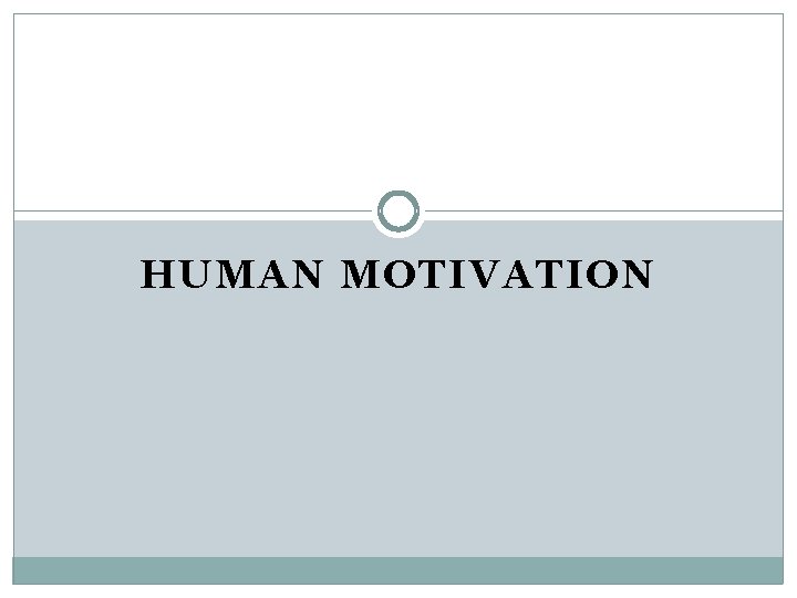 HUMAN MOTIVATION 