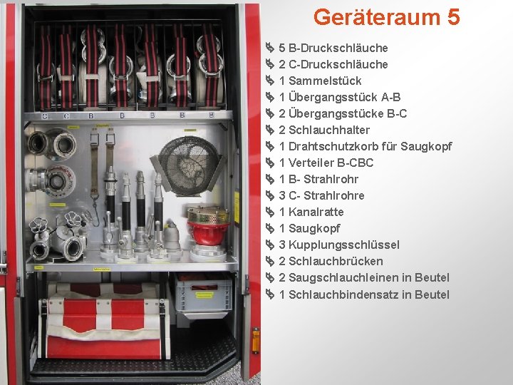 Geräteraum 5 5 B-Druckschläuche 2 C-Druckschläuche 1 Sammelstück 1 Übergangsstück A-B 2 Übergangsstücke B-C