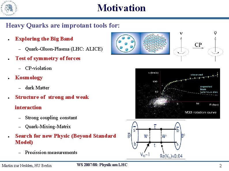 Motivation Heavy Quarks are improtant tools for: ● Exploring the Big Band – ●
