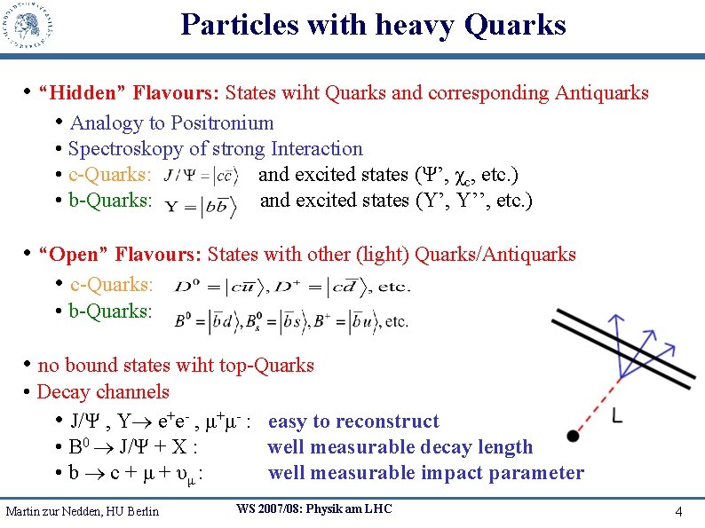 Particles with heavy Quarks • “Hidden” Flavours: States wiht Quarks and corresponding Antiquarks •