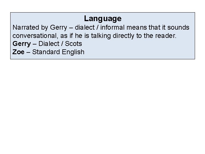 Language Narrated by Gerry – dialect / informal means that it sounds conversational, as Language Narrated by Gerry – dialect / informal means that it sounds conversational, as
