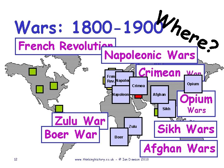 W Wars: 1800 -1900 her e French Revolution ? Napoleonic Wars Crimean French Rev.