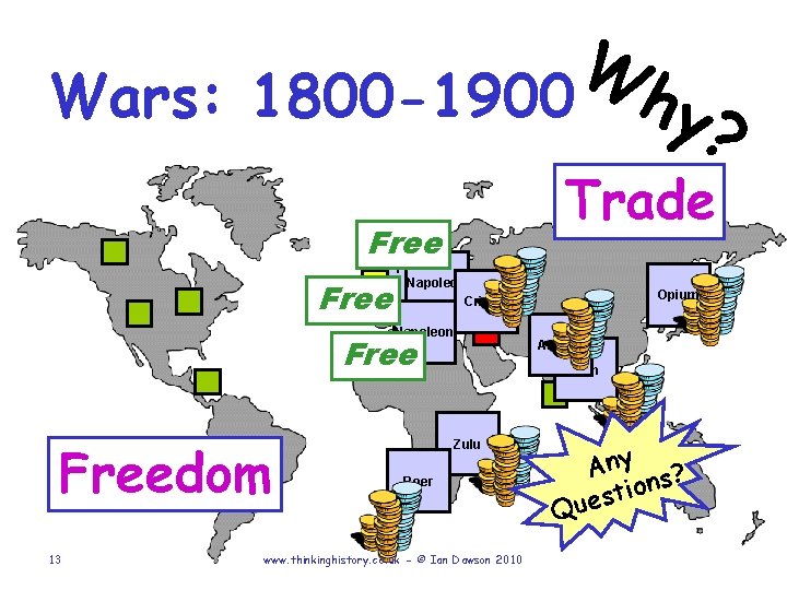 Wars: 1800 -1900 French Napoleon Rev. Crimea Napoleon Freedom 13 hy ? Trade Free
