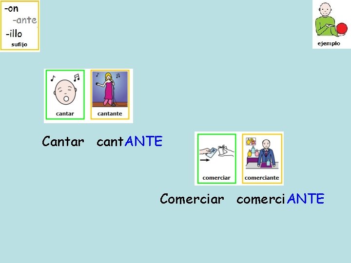 Cantar cant. ANTE Comerciar comerci. ANTE 