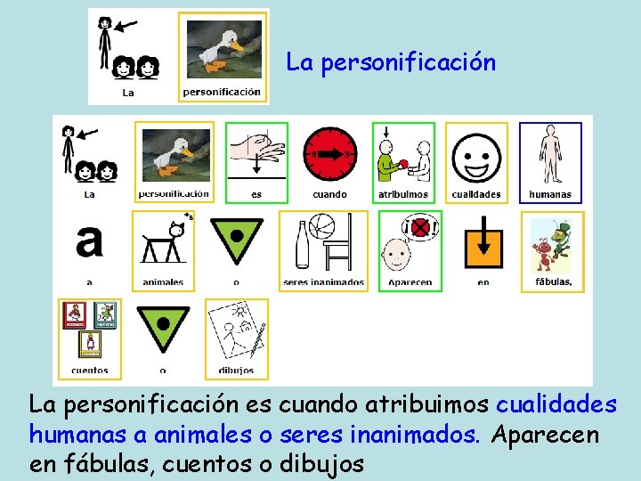 La personificación es cuando atribuimos cualidades humanas a animales o seres inanimados. Aparecen en