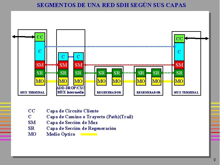 SEGMENTOS DE UNA RED SDH SEGÚN SUS CAPAS CC CC C C SM SM SEGMENTOS DE UNA RED SDH SEGÚN SUS CAPAS CC CC C C SM SM