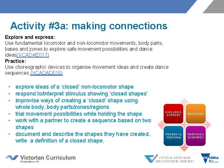 Activity #3 a: making connections Explore and express: Use fundamental locomotor and non-locomotor movements, Activity #3 a: making connections Explore and express: Use fundamental locomotor and non-locomotor movements,