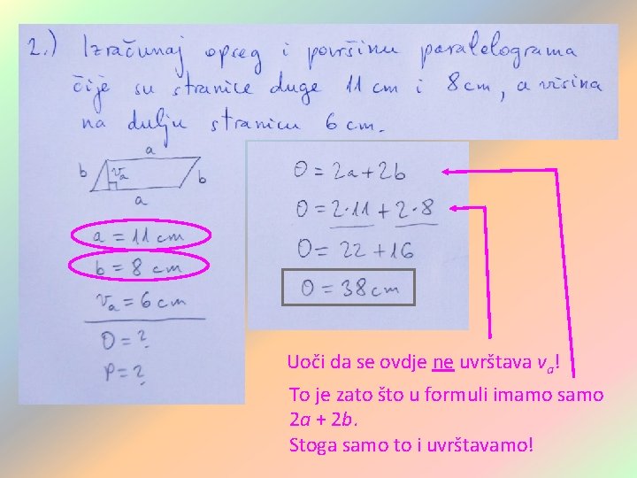 Uoči da se ovdje ne uvrštava va! To je zato što u formuli imamo Uoči da se ovdje ne uvrštava va! To je zato što u formuli imamo